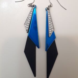 Blue and Black Geometric Earrings